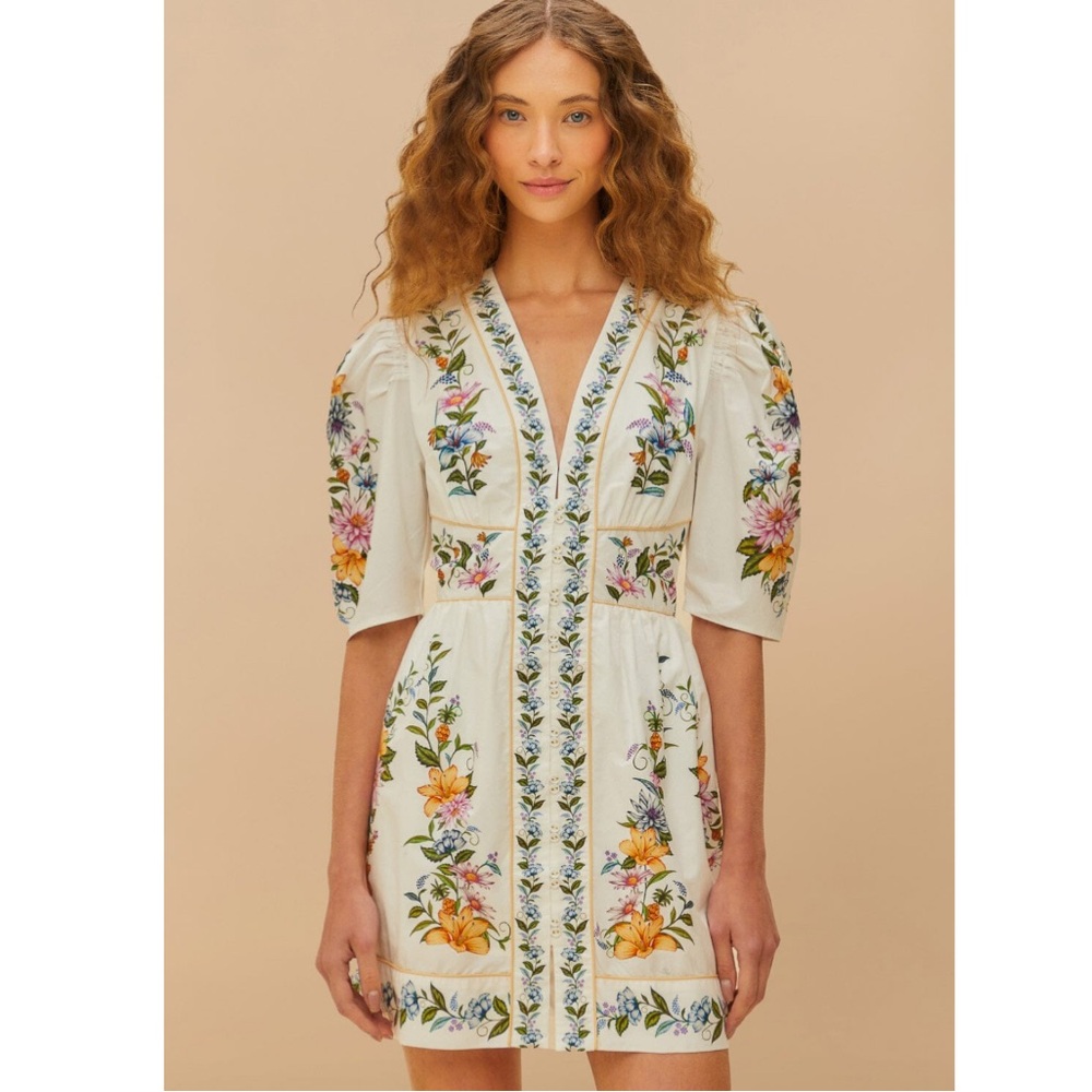 Off-White Sweet Bloom Dreamscape Organic Cotton Mini Dress Size XL NWT